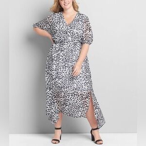 Lane Bryant Brushstroke Crossover High-Low Maxi Dress